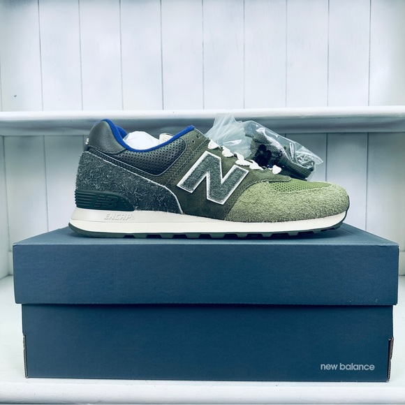 SNS X New Balance 574 Nature Retro Running Shoe / Sneaker - Green / Purple - Picture 4 of 16